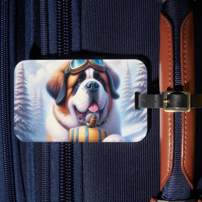 Niedlicher St Bernard Dog Gepäcktag Gepäckanhänger (Vorderseite Insitu 4)
