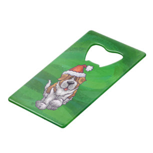 Niedlicher St. Bernard in Weihnachtsmannmütze auf  Kreditkartenflaschenöffner