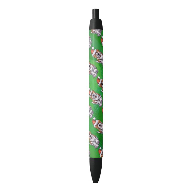 Niedlicher St. Bernard in Weihnachtsmannmütze auf  Kugelschreiber (Vorderseite Vertikal)