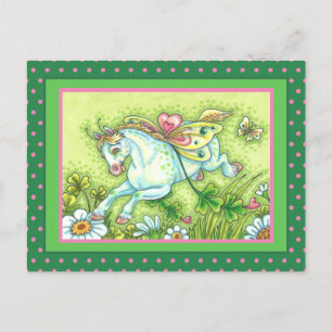 NIEDLICHER ST. PATRICK'S DAY FLYING IRISH PONY, FA FEIERTAGSPOSTKARTE