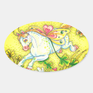 NIEDLICHER ST. PATRICK'S DAY FLYING IRISH PONY, FA OVALER AUFKLEBER