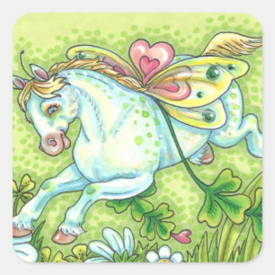 NIEDLICHER ST. PATRICK'S DAY FLYING IRISH PONY, FA QUADRATISCHER AUFKLEBER