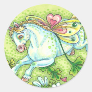 NIEDLICHER ST. PATRICK'S DAY FLYING IRISH PONY, FA RUNDER AUFKLEBER