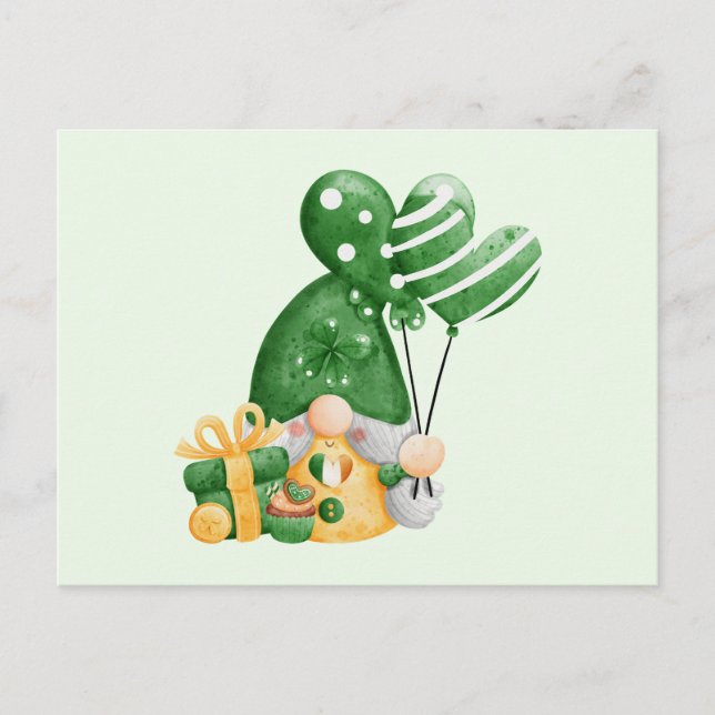 Niedlicher St. Patrick's Day Gnome Postkarte (Vorderseite)
