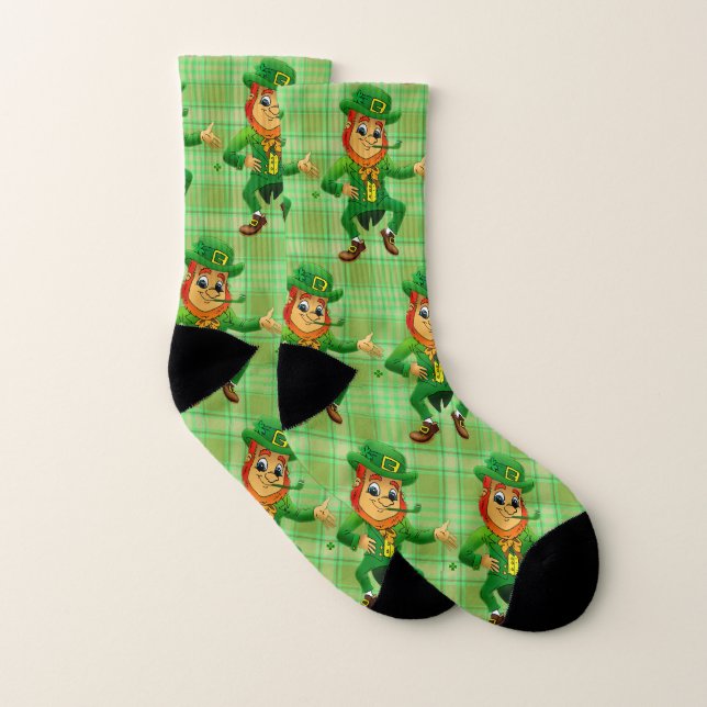 Niedlicher St. Patrick's Day Green Kariert Leprech Socken (Paar)