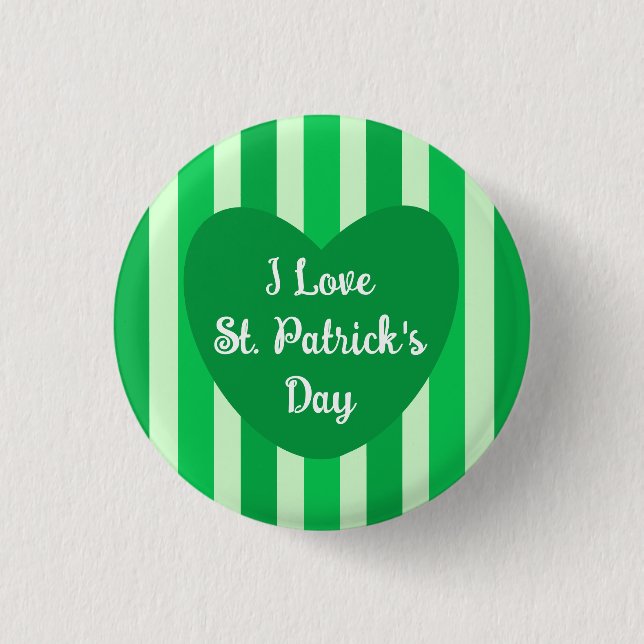 Niedlicher St. Patrick's Day Green Striped Simple Button (Vorderseite)