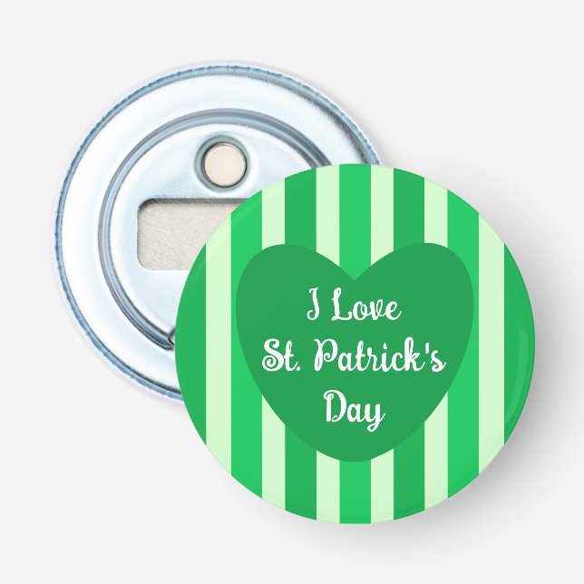 Niedlicher St. Patrick's Day Green Striped Simple Flaschenöffner (Vorderseite)