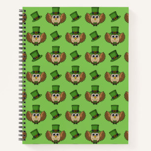 Niedlicher St. Patrick's Day Owl Cartoon Notizbuch