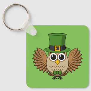 Niedlicher St. Patrick's Day Owl Cartoon Schlüsselanhänger