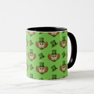 Niedlicher St. Patrick's Day Owl Cartoon Tasse