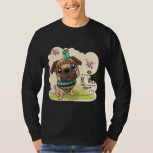Niedlicher Stamm-Mops sein Hund mit Federn Classic T-Shirt