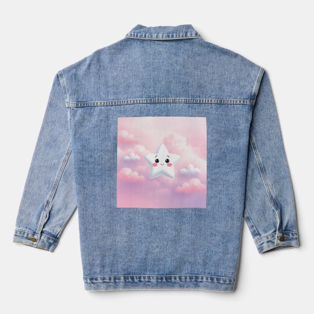 Niedlicher Star Pink Sky Women's Denim Jacket Jeansjacke (Rückseite)