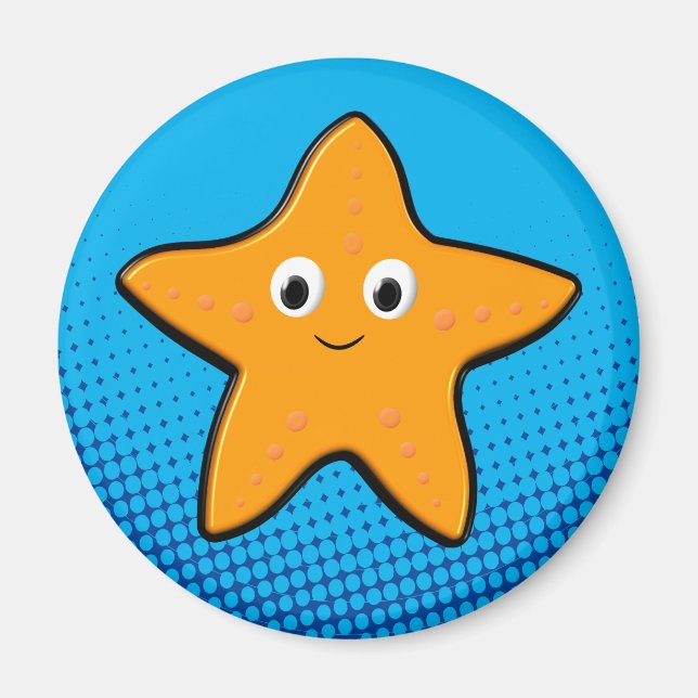 Niedlicher Starfish Zeichnend Blauer Ozean Magnet (Vorne)