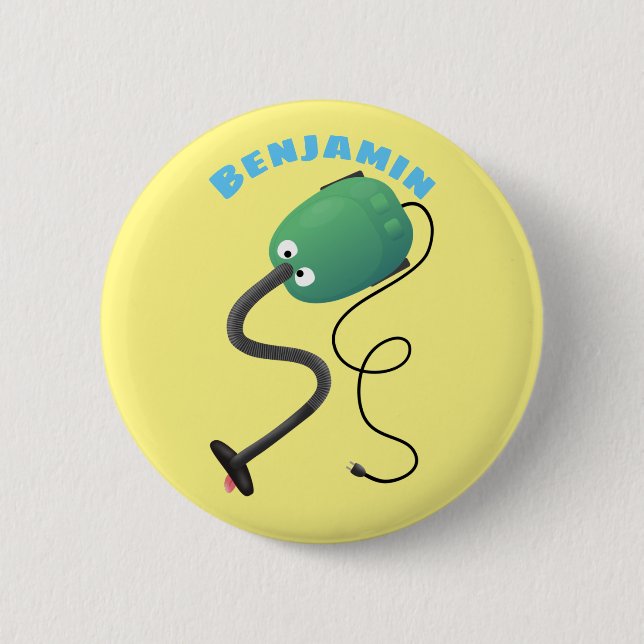 Niedlicher Staubsauger Cartoon Spaß Button (Vorderseite)