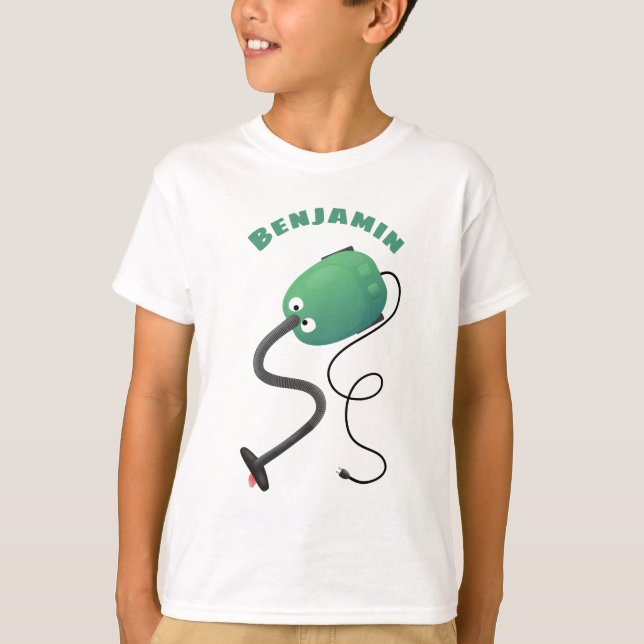 Niedlicher Staubsauger Cartoon Spaß T-Shirt (Vorderseite)