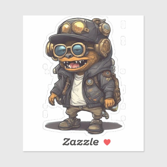 Niedlicher Steam Punk Monster Aufkleber (Blatt)