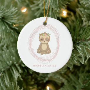 Niedlicher Steg Rosa Zen Yoga Keramik Ornament
