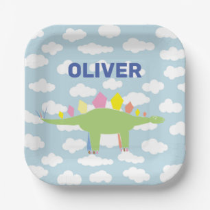 Niedlicher Stegosaurus-Dinosaurier-Kindergeburtsta Pappteller