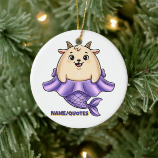 Niedlicher Steinbock-Cartoon – Whimsicaler Tierkre Keramik Ornament