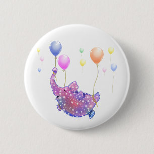 Niedlicher Sternenelefant mit farbenfrohen Balloon Button