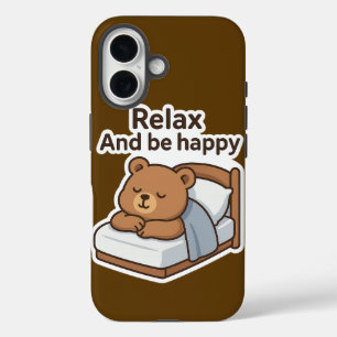 Niedlicher Sticker für Sleepy Bären iPhone 16 Hülle