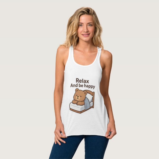 Niedlicher Sticker für Sleepy Bären Tank Top (Vorderseite Vollansicht)