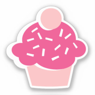 Niedlicher Stift Pink Cupcake Scrapbook Sticker