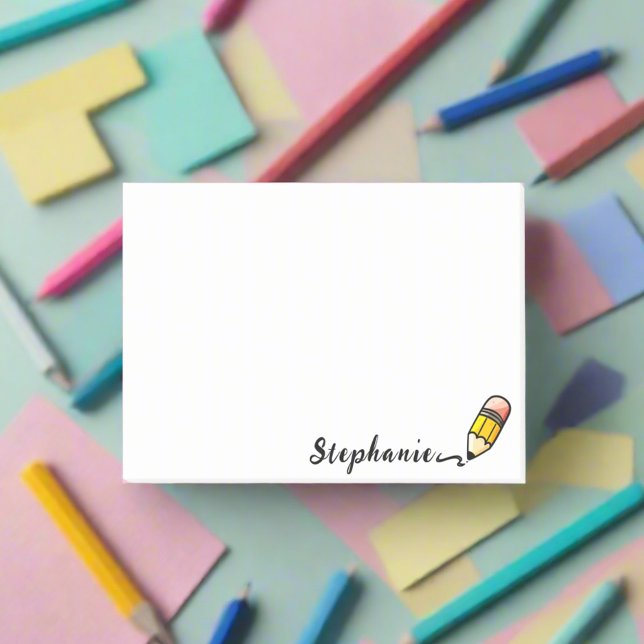 Niedlicher Stift zurück zum Typografen in der Schu Post-it Klebezettel (Von Creator hochgeladen)