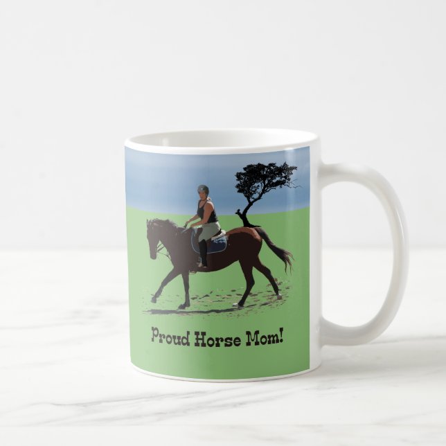 Niedlicher stolzer PferdeMama-Reiter Kaffeetasse (Rechts)