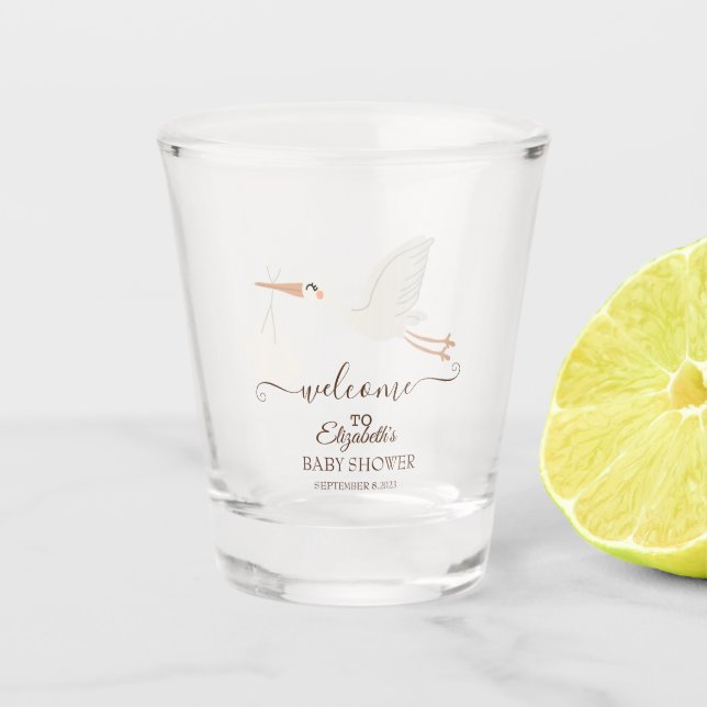 Niedlicher Storch Schnapsglas (Vorderseite)