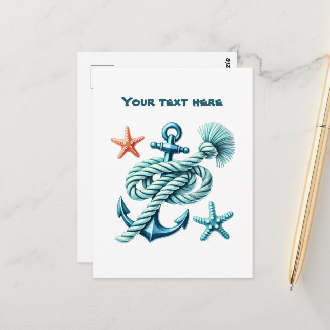 Niedlicher Strand individuell anpassbarer Wassermi Postkarte (Vorderseite/Rückseite Beispiel)