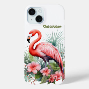 Niedlicher Strand rosa Flamingo Name hinzufügen Case-Mate iPhone Hülle