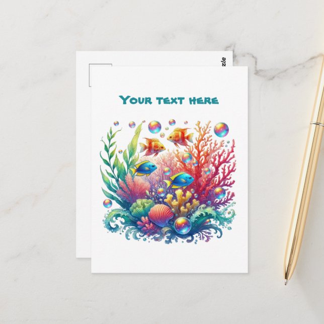 Niedlicher Strandfisch Postkarte (Vorderseite/Rückseite Beispiel)