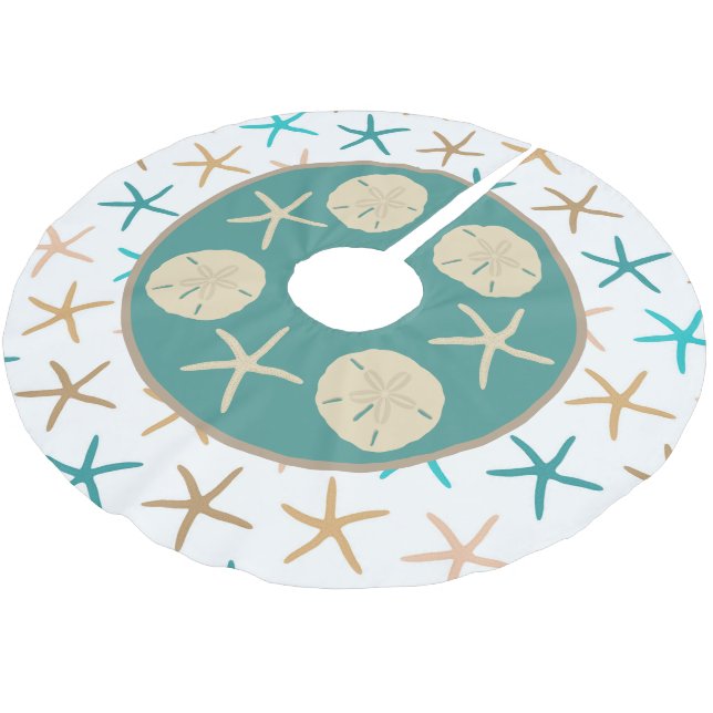Niedlicher Strandstar Polyester Weihnachtsbaumdecke (Schrägansicht)