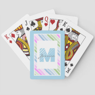 Niedlicher Streifen Modernes Monogramm Spielkarten