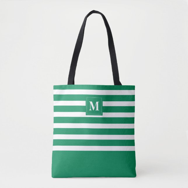 Niedlicher Streifen-Monogram-Strand Tasche (Vorderseite)