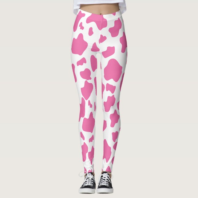 Niedlicher Strohbeeren-Kuh-Haustierdruck Leggings (Vorderseite)