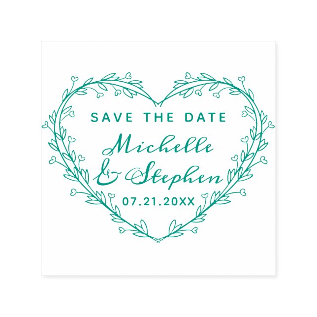 Niedlicher, stylischer Script Heart Wreath Save th Permastempel (Design)