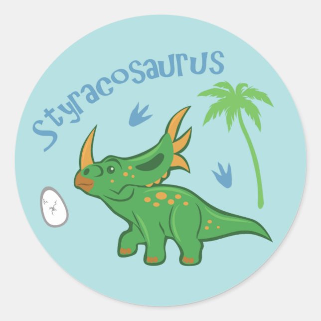 Niedlicher Styracosaurus Runder Aufkleber (Vorderseite)