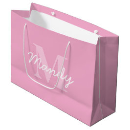Niedlicher Suchkursname und Monogramm | Pink Große Geschenktüte