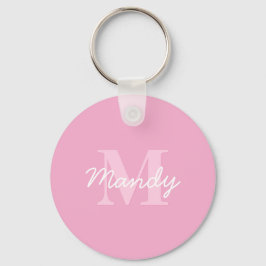 Niedlicher Suchkursname und Monogramm | Pink Schlüsselanhänger