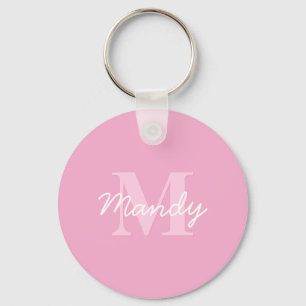 Niedlicher Suchkursname und Monogramm   Pink Schlüsselanhänger