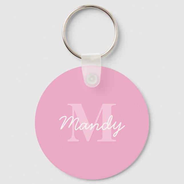 Niedlicher Suchkursname und Monogramm | Pink Schlüsselanhänger (Vorderseite)