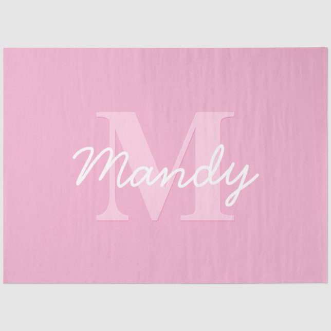 Niedlicher Suchkursname und Monogramm | Pink Seidenpapier (Vorderseite)