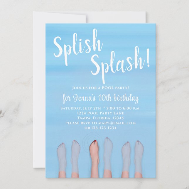 Niedlicher Summer Beach Lake Ocean Girly Party Einladung (Vorderseite)
