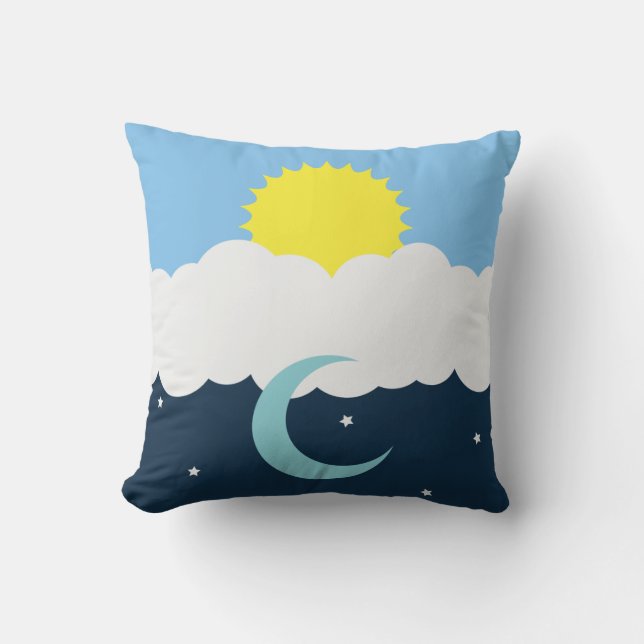 Niedlicher Sun-Mond und Stern-Baby-Illustration Kissen (Vorderseite)