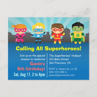 Niedlicher Superheld Geburtstagsparty Einladung