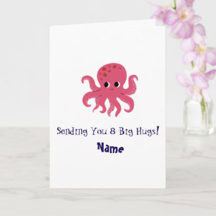 Niedlicher süßer rosa Oktopus Kawaii Illustration Karte