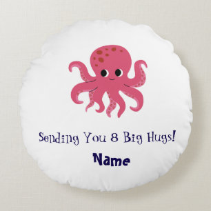 Niedlicher süßer rosa Oktopus Kawaii Illustration Rundes Kissen