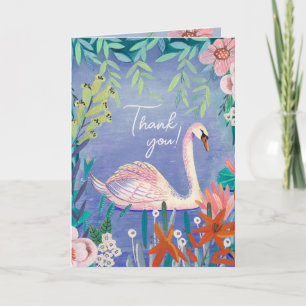 Niedlicher Swan Bird Elegant Blue & Pink Baby Dusc Dankeskarte